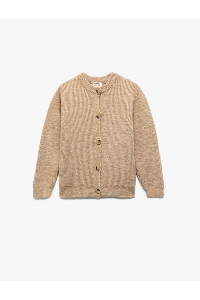 Koton Cardigan de tricotaj de bază cu mâneci lungi și gât rotund