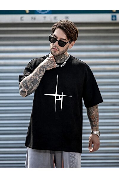 CLAYES Футболка-бойфренд з принтом Salas в чорну смужку