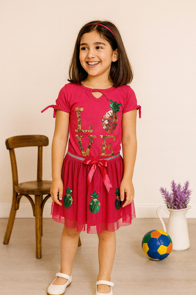 KAMİKAM Costum pentru fete de calitate cu fustă aplicată