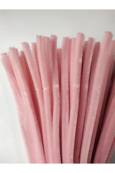 hyc heryerçiçeklenir 25 Pieces Pastel Pink Chenille, Feathered Wire Suitable for Flower Making, 30 cm 6 mm