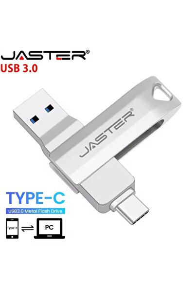 JASTER 64gb.type-c Ve Usb 3.0 Hızlı Usb Flash Bellek Otg Çift Girişli Metal S...