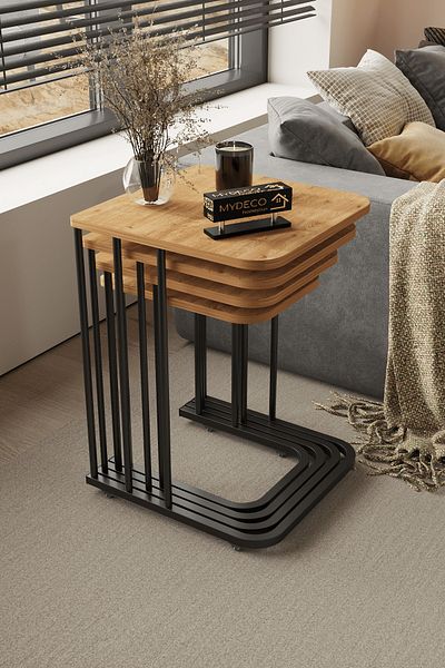 home plus mobilya 4-Piece Walnut Black 18 mm Bathroom Set