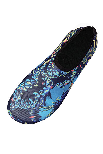 Peluche Mix Blue Kaymaz Tabanlı Esnek Hafif Kadın Plaj Deniz Ayakkabısı