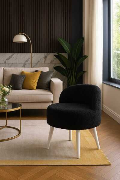 PUFMANYA ROMEO XLARGE YUMUŞACIK TEDY PELUŞ DOĞAL GÜRGEN AYAKLI PUF SANDALYE K...