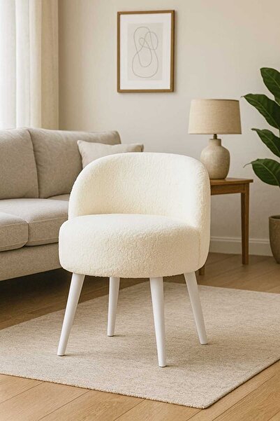 PUFMANYA ROMEO XLARGE YUMUŞACIK TEDY PELUŞ DOĞAL GÜRGEN AYAKLI PUF SANDALYE K...