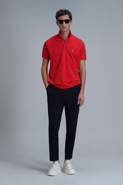 Lufian Tricou polo Laon Smart pentru bărbați, roșu slim fit