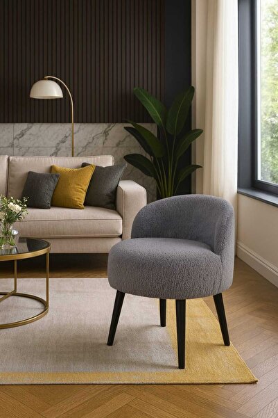 PUFMANYA ROMEO XLARGE YUMUŞACIK TEDY PELUŞ DOĞAL GÜRGEN AYAKLI PUF SANDALYE KOLTUK BERJER