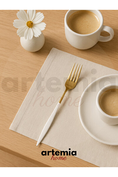 DMR LİFE Gold Dine White 6 Piece Tablespoon |   Gold |   6 People |   18/10 Stainless Steel