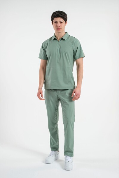 LİZY STORE زي نولان - أخضر مائي للرجال بسحّاب للممرضات والأطباء، زي مستشفى