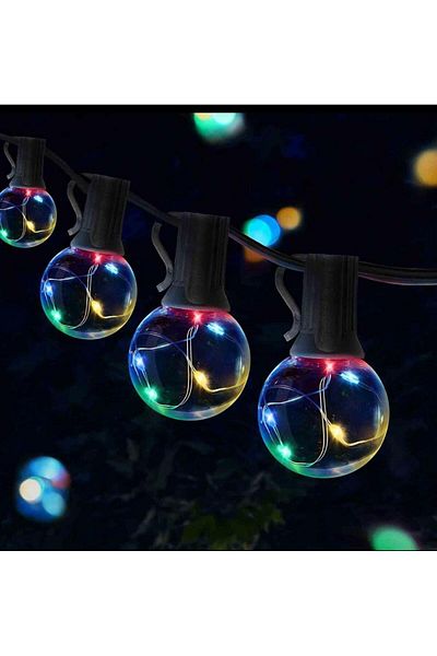 OEM Ghirlandă Luminoasă LED G40, 10M, 25 Becuri RGB, Rezistentă la Apă IP44, Exterior/Interior, Decor