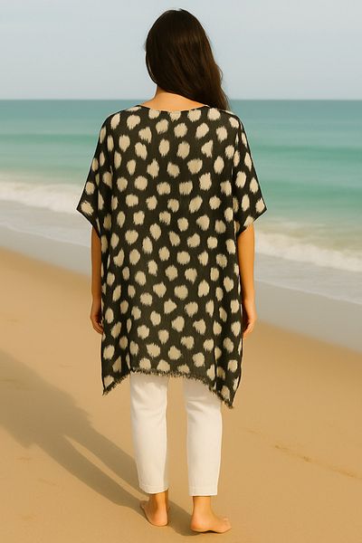 Hayalet Design Thin and Soft Texture Kimono Style Beach Pareo Tunic