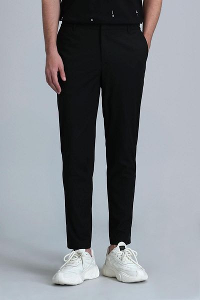 Lufian Pantaloni chino pentru bărbați Glen Smart Slim Fit, negri