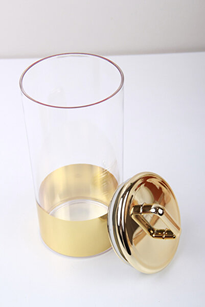 Generic 2-Piece Storage Jar and Container Set Gold/Clear