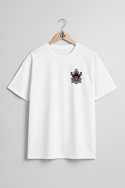 Bahriyeli Collection Oversize Skull Pirate with Sword and Anchor Pocket and B...