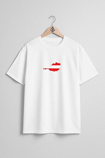 Bahriyeli Collection supradimensionat Austria Austria Hartă și steagul Austriaiului Design pentru piept Unisex tricou