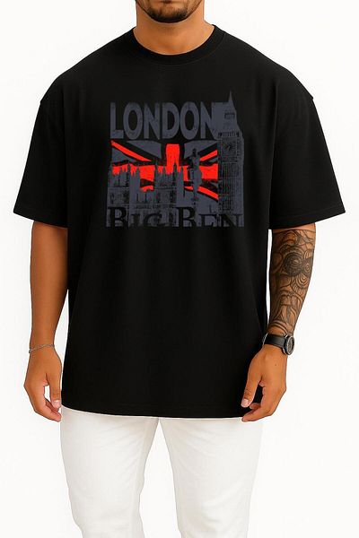 Bahriyeli Collection Oversize London - Unisex T-Shirt with London Chest Design