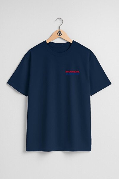 Bahriyeli Collection تي شيرت هوندا مارين كبير الحجم للجنسين مع تصميم جيب وظهر