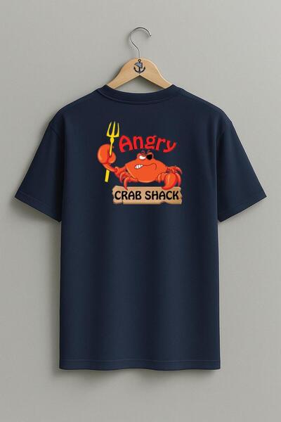 Bahriyeli Collection Oversized Unisex T-Shirt με σχέδιο Angry Crab Shack Καβο...