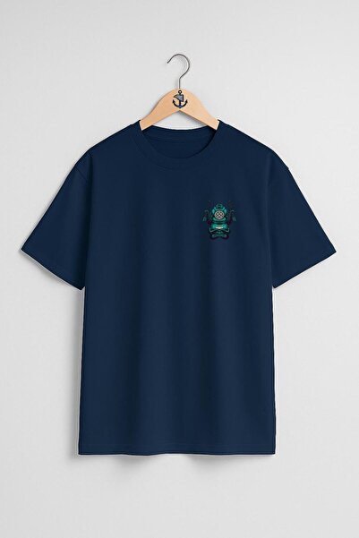 Bahriyeli Collection Oversize Mecha Octopus Diver Unisex T-Shirt with Pocket ...