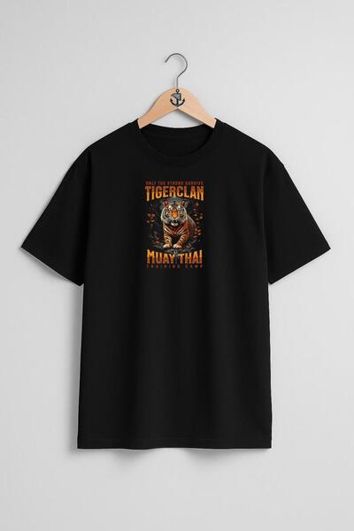 Bahriyeli Collection Oversize Muay Thai Tiger Athlete Unisex T-Shirt with Che...
