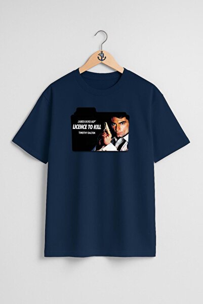 Bahriyeli Collection تي شيرت للجنسين بتصميم صدر جيمس بوند مقاس كبير 007