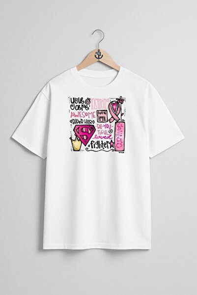 Bahriyeli Collection Oversize Breast Cancer Awareness Month Unisex T-Shirt wi...