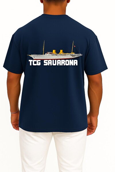 Bahriyeli Collection oversized Tcg Savarona Unisex T-Shirt με σχέδιο στήθους και πλάτης