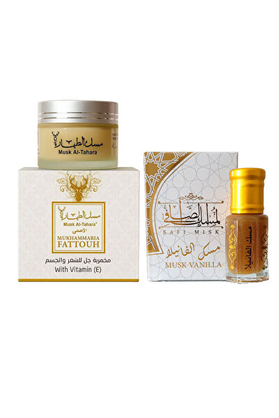 MUSK AL TAHARA Vanilya misk 6ml + Vanilya cam Mahmariya (Sürülebilir E vitaminli katı Parfüm )