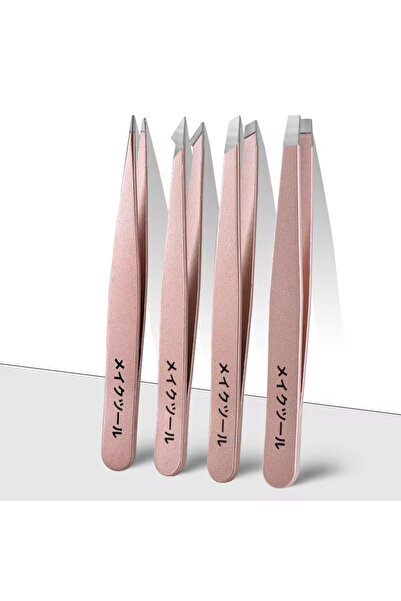 Choice 4 قطع - وردي 4 قطع متعددة الاستخدامات دقيقة من الفولاذ المقاوم للصدأ لإزالة شعر الحاجب والوجه