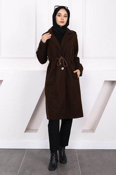 İmajButik Brown Waist Strap Cashew Coat