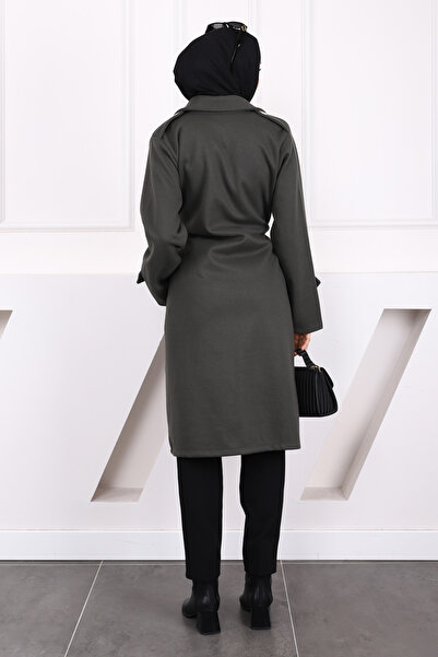 İmajButik Khaki Waist Strap Cashew Coat