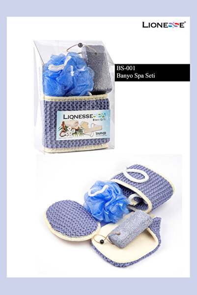Lionesse Spa Banyo Seti BS-001- Lif, Jüt Kese, Ponza Taşı ve Banyo Eldiveni