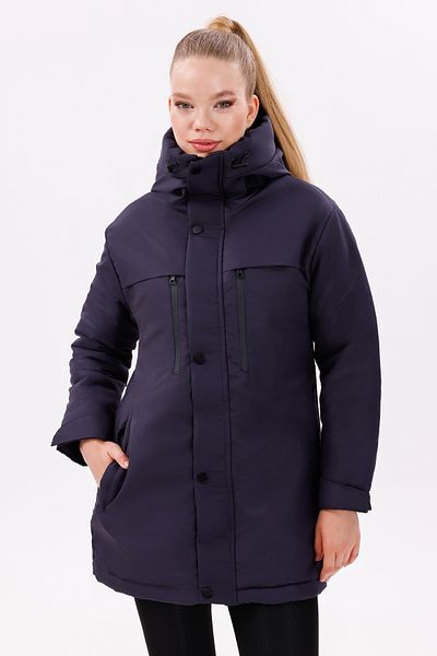 freemen Marineblauer Fleece-Wintermantel und Parka mit Fellfell für Damen, wasser- und winddicht, mit Kapuze