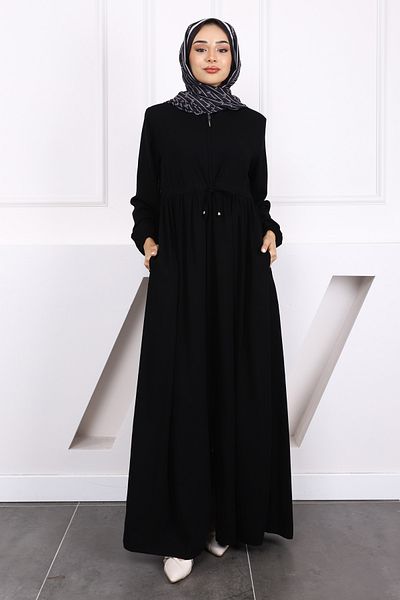 İmajButik Μαύρο κορδόνι μανίκι ελαστικό Ferace