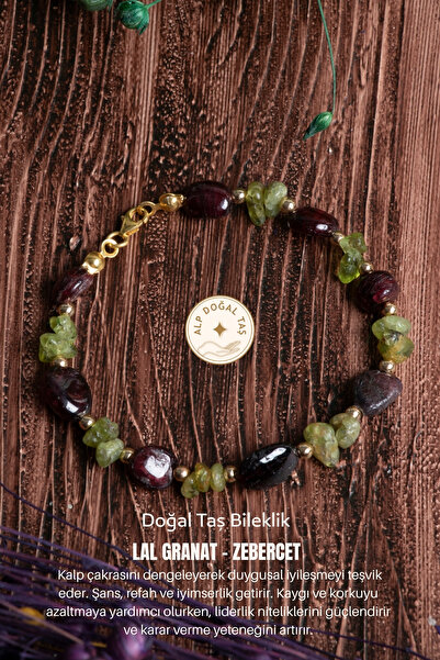 Alp Doğal Taş Orijinal Sertifikalı Lal Granat Zebercet Gümüş Kapama Doğal Taş...