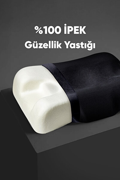 Beauty Pillow Kırışıklık Önleyici Ortopedik Güzellik Yastığı - Siyah %100 Ipek Kılıf Ile
