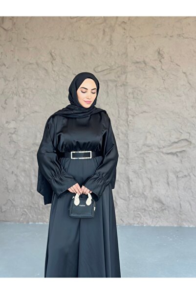 She Olive Φόρεμα Zara Satin Hijab-μαύρο