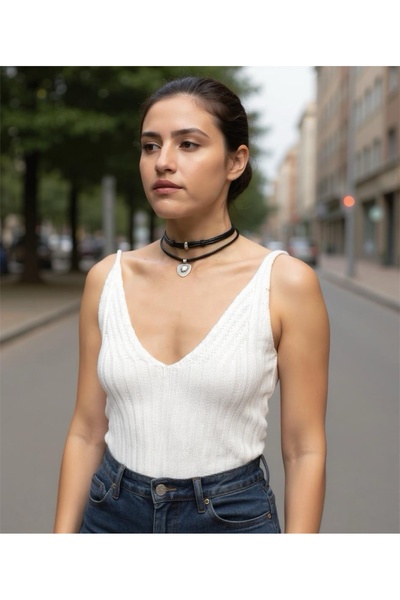 DENİZ TASARIM LEATHER CHOKER NECKLACE