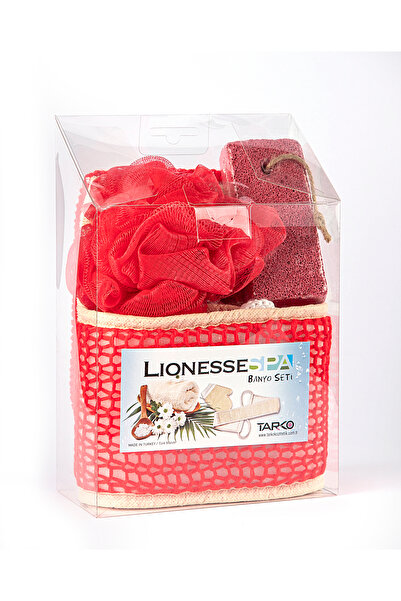 Lionesse Spa Bath Set Bs-001- Washcloth, Jute Pouch, Pumice Stone and Bath Glove