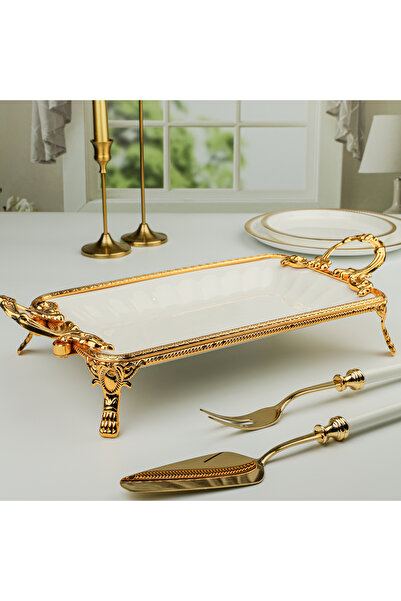 ROY KING ROYKİNG ELEGANCE DİKDÖRTGEN SUNUM TABAK GOLD  41 CM