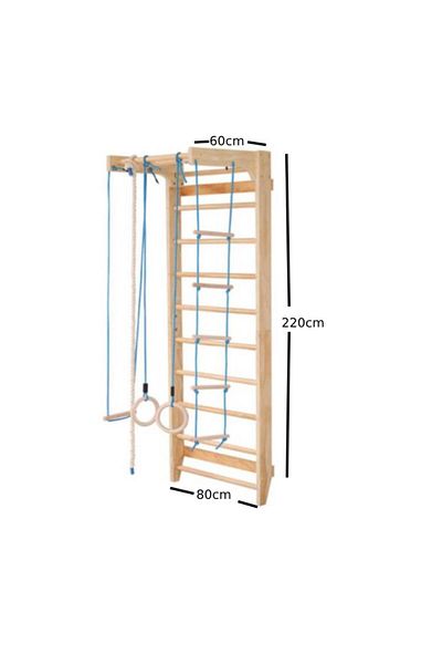 STAR5 CleverWood Wooden Swedish Ladder - Stall Bars Set for Physical Therapy & Gymnastics with Swing Set a
