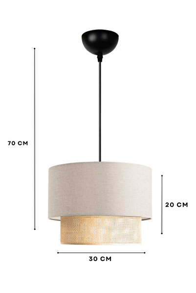 HOMİNG Orijinal Iç Kumaşlı Krem Kırçıllı Başlıklı Sarkıt Avize Ayd-3628