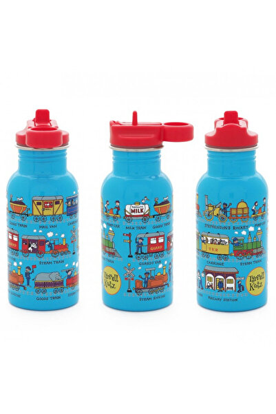 Tyrrell Katz 400 ml Stainless Steel Flask - Trains with Straw