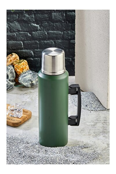 Stainless Steel Hunter Thermos with 1.0 Liter Handle Green