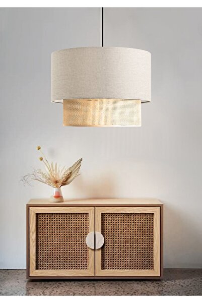 HOMİNG Orijinal Iç Kumaşlı Krem Kırçıllı Başlıklı Sarkıt Avize Ayd-3628