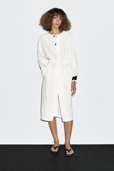 Massimo Dutti Kontrast düğmeli gömlek elbise