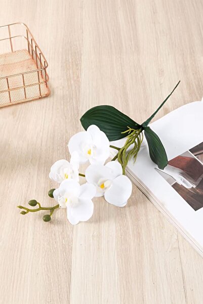 Buka Shops 4 Başlı Yapay Orkide (Phalaenopsis) Demeti - 14.5 cm Boy - Beyaz