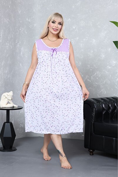 ZBTEKS Βαμβακερό νυχτικό με φαρδιά εφαρμογή με λουράκι (ΕΩΣ 120 KILOS)