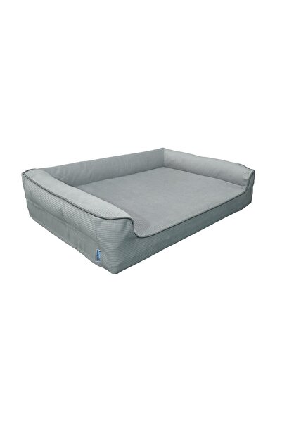 viscopet Premium Sofa Blok sungerli Alezli Fermuarlı Yıkanabilir Köpek Yatağı-S-gri
