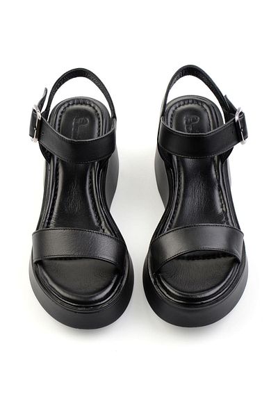 Bambi Black Leather Women's Sandals K05359032203